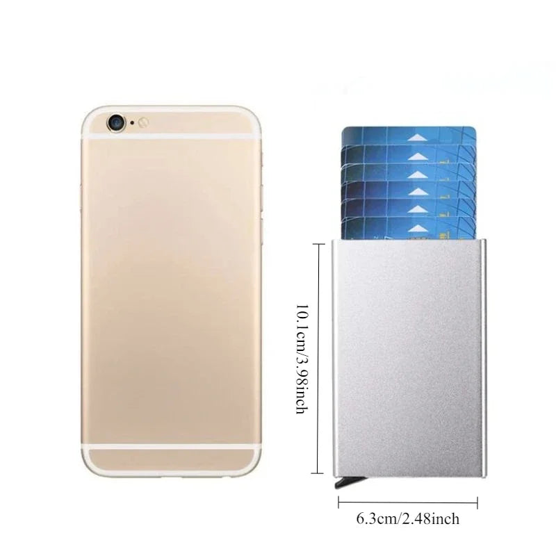 Anti Rfid Blocking Smart Wallet for Men Women ID Bank Credit Card Holder Metal Thin Slim Women Wallets Pop up Minimalist Purse