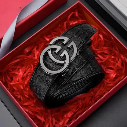 Men Belt Genuine Leather Belt Metal Alloy Automatic Buckle Brand Luxury Design Waist Belts for Men Strap Male