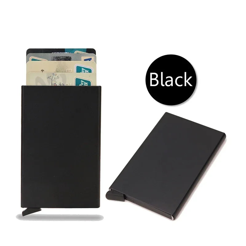 Anti Rfid Blocking Smart Wallet for Men Women ID Bank Credit Card Holder Metal Thin Slim Women Wallets Pop up Minimalist Purse