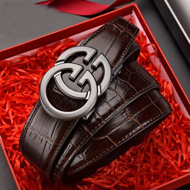 Men Belt Genuine Leather Belt Metal Alloy Automatic Buckle Brand Luxury Design Waist Belts for Men Strap Male