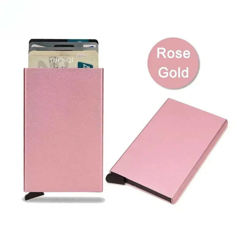 Anti Rfid Blocking Smart Wallet for Men Women ID Bank Credit Card Holder Metal Thin Slim Women Wallets Pop up Minimalist Purse