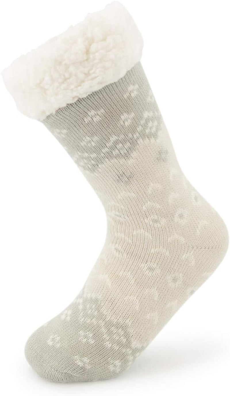 Sock Slippers for Women - 2 Pack Non Slip Socks - Fuzzy Socks Warm Socks with Grippers Sherpa Fleece Lined Thermal