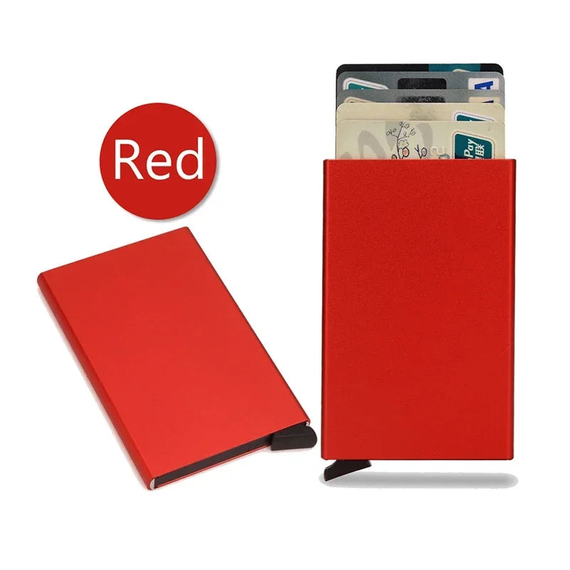 Anti Rfid Blocking Smart Wallet for Men Women ID Bank Credit Card Holder Metal Thin Slim Women Wallets Pop up Minimalist Purse