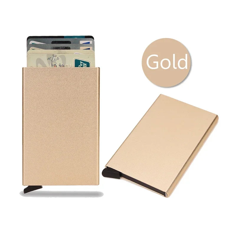 Anti Rfid Blocking Smart Wallet for Men Women ID Bank Credit Card Holder Metal Thin Slim Women Wallets Pop up Minimalist Purse