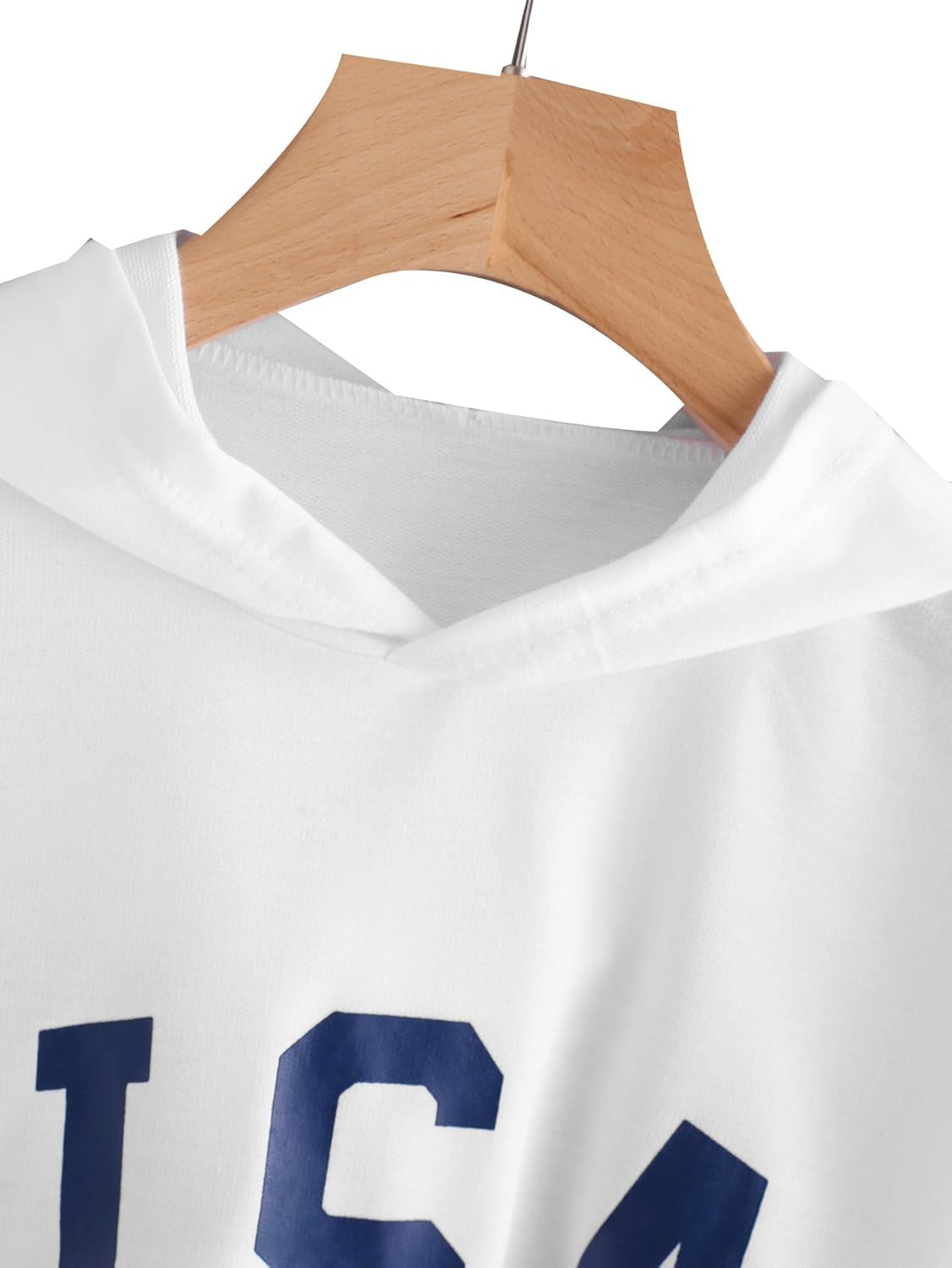 Women'S USA Shirt Casual Letter Print Long Sleeve Crop Top Sweatshirt Hoodies